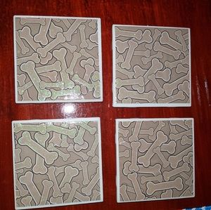 Dog Bone Tile Coasters, set of 4